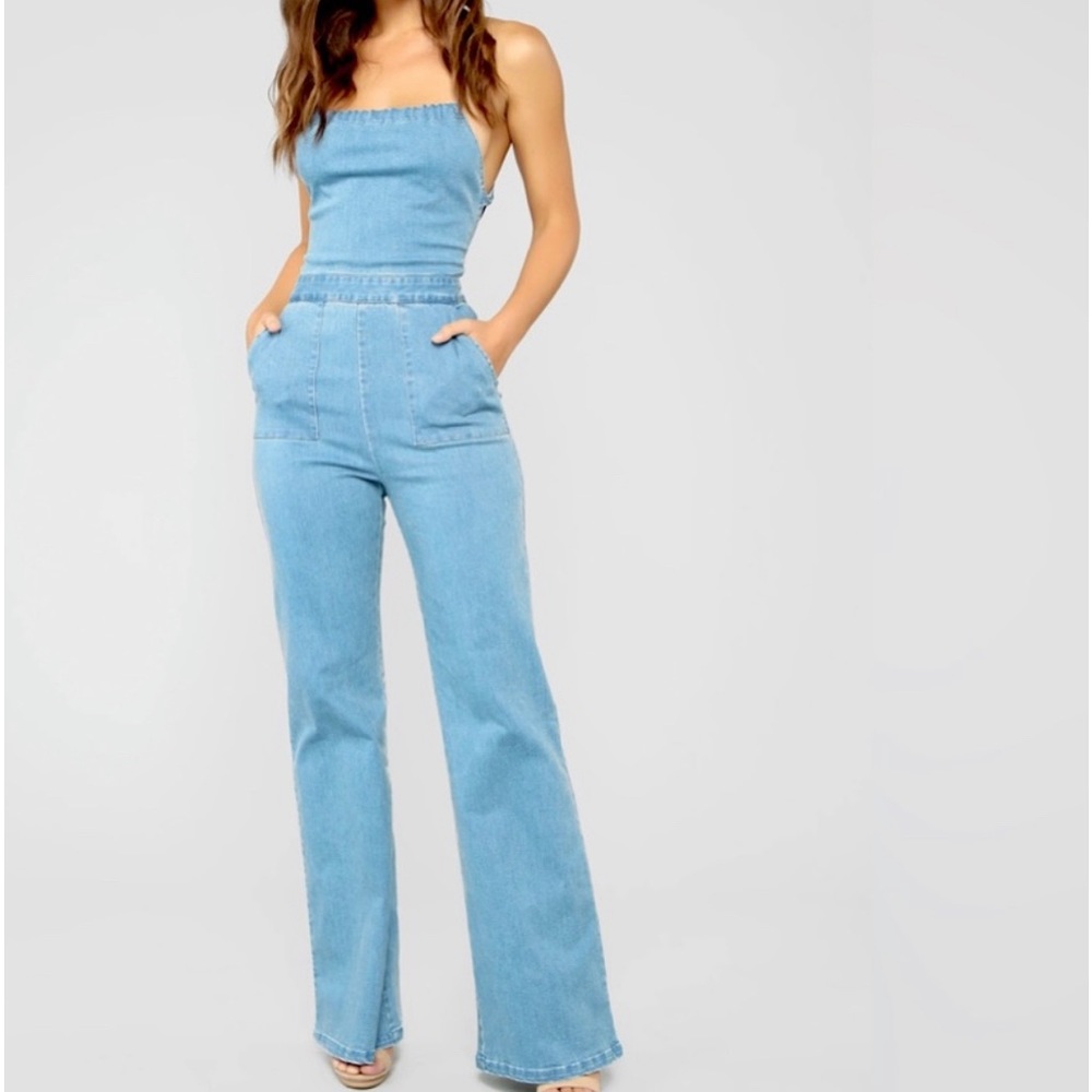 Denim Wash Jumpsuit Fashion Nova New with tags